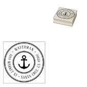 Retro Nautisch Anker Rond Terugkeeradres Rubberstempel (Gestempeld)