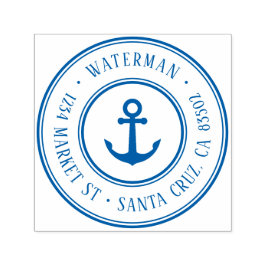 Retro Nautisch Anker Rond Terugkeeradres Zelfinktende Stempel