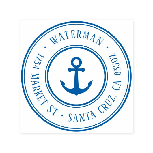 Retro Nautisch Anker Rond Terugkeeradres Zelfinktende Stempel (Design)