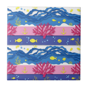 Retro nautisch aquarelpatroon (13) tegeltje