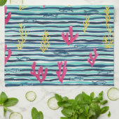 Retro nautisch aquarelpatroon (1) theedoek (Gevouwen)