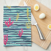 Retro nautisch aquarelpatroon (1) theedoek (Quarter Fold)