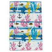 Retro nautisch aquarelpatroon (2) medium cadeauzakje (Voorkant)