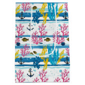 Retro nautisch aquarelpatroon (2) medium cadeauzakje (Achterkant)