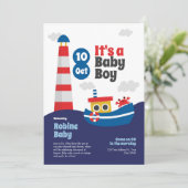 Retro Nautisch Baby shower Uitnodiging (Staand voorkant)
