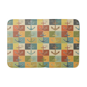 Retro nautisch modern ankerpatroon badmat