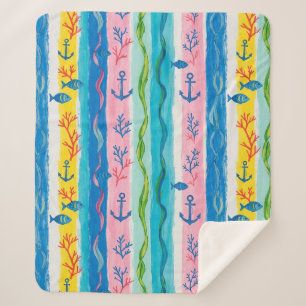 Retro nautisch watercolorpatroon (4) sherpa deken