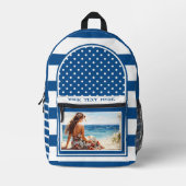 Retro Nautische Marine Striped Artistic Bedrukte Rugzak (Voorkant)