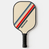 Retro nautische regenboog gestreept met naam pickleball paddle (Voorkant)