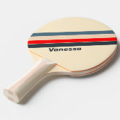 Retro nautische regenboog gestreept met naam tafeltennisbatje (Voorkant Gekanteld)