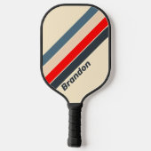Retro Nautische Regenboog met Naam Pickleball Paddle (Achterkant)