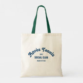 Retro Navy Après Tennis Social Club Green Handle Tote Bag (Achterkant)