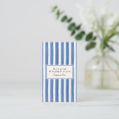 Retro Navy Blauw Blauwgroen Hand getrokken Stripes Visitekaartje (Staand voorkant)