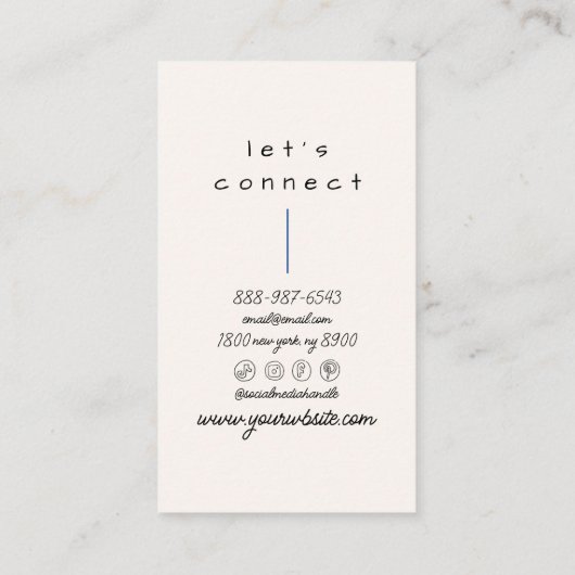 Retro Navy Blauw Blauwgroen Hand getrokken Stripes Visitekaartje (Achterkant)