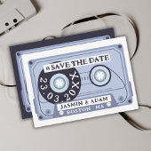 Retro Navy Blauw Cassettebandje Bruiloft Save The Date