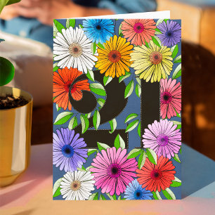 Retro Navy Blauw Gepersonaliseerde 21e Verjaardag  Kaart