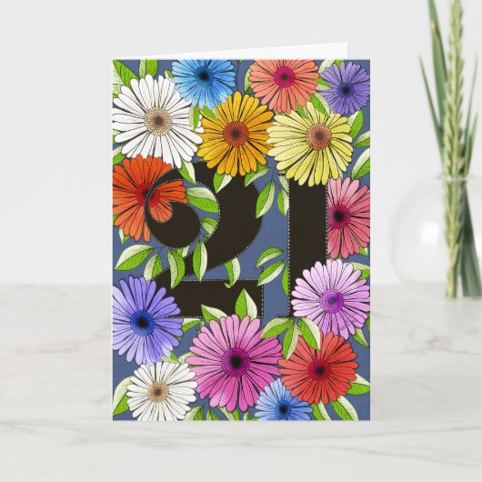 Retro Navy Blauw Gepersonaliseerde 21e Verjaardag  Kaart (Voorkant)