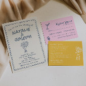 Retro Navy blauw Hand getekend Geschreven Funky We Kaart