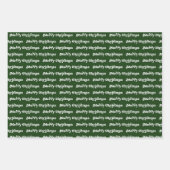 Retro Navy Blauw, Rood Groen & Wit Vrolijk Kerstmi Inpakpapier Vel (Voorkant 3)