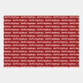 Retro Navy Blauw, Rood Groen & Wit Vrolijk Kerstmi Inpakpapier Vel (Voorkant 2)