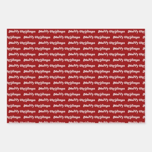 Retro Navy Blauw, Rood Groen & Wit Vrolijk Kerstmi Inpakpapier Vel (Voorkant 2)