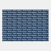 Retro Navy Blauw, Rood Groen & Wit Vrolijk Kerstmi Inpakpapier Vel (Voorkant)