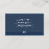 Retro Navy Blauw Wit Geometrisch Modern Monogram Visitekaartje (Achterkant)