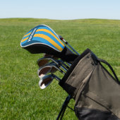 Retro Navy Blauwe Pin Strepen met Naam Golfheadcover (Insitu)