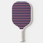 Retro Navy Blue 70s Geïnspireerd Gestreepte Lente Pickleball Paddle (Voorkant)