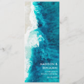 Retro Navy Blue Ocean Beach Sand Wedding Programmakaart (Achterkant)