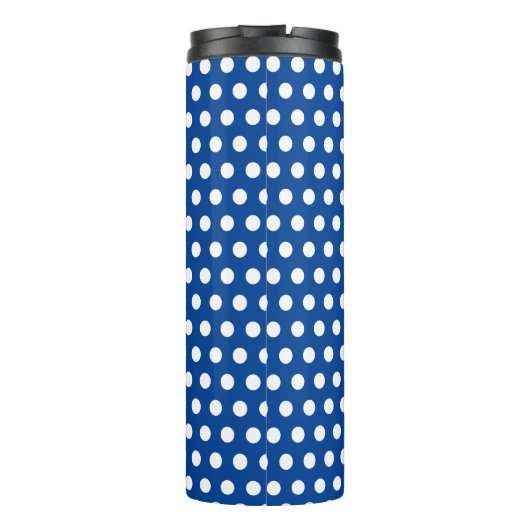  Retro Navy Blue Polka Dots initiaal letter Thermosbeker (Achterkant)