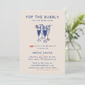 Retro Navy Blue Pop Het Bubble Vrijgezellenfeest Kaart (Staand voorkant)