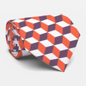 Retro Navy Blue Red Cube Modern Geometric Pattern Stropdas (Opgerold)