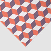 Retro Navy Blue Red Cube Modern Geometric Pattern Tissuepapier (Detail)