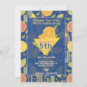 Retro Navy Blue Summer Citrus Fruit Birthday Kaart (Voorkant)