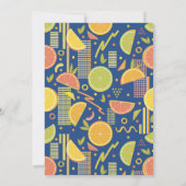 Retro Navy Blue Summer Citrus Fruit Birthday Kaart (Achterkant)