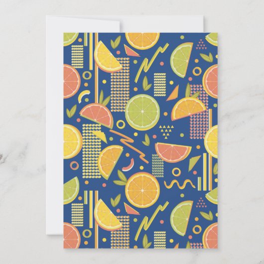 Retro Navy Blue Summer Citrus Fruit Birthday Kaart (Achterkant)