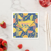 Retro Navy Blue Summer Citrus Fruit Birthday Servet (Insitu)