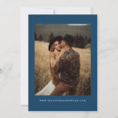 Retro Navy Blue Wedding Save The Date (Achterkant)