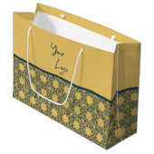 Retro Navy Bruin Patroon Custom Business Logo Groot Cadeauzakje (Voorkant Gekanteld)