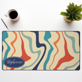 Retro Navy Coral Cream Gepersonaliseerd Marmer Swi Bureaumat