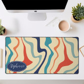 Retro Navy Coral Cream Gepersonaliseerd Marmer Swi Bureaumat