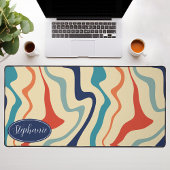 Retro Navy Coral Cream Gepersonaliseerd Marmer Swi Bureaumat