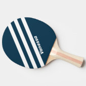 Retro Navy Drie strepen met naam Tafeltennisbatje (Zijkant)