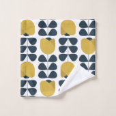 Retro Navy en Geel Floral Pattern Bad Handdoek (Wasdoekje)