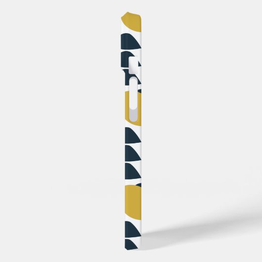 Retro Navy en Geel Floral Pattern Case-Mate iPhone Case (Achterkant / Links)