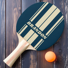 Retro Navy Fade Dual Board Strepen met Naam Tafeltennisbatje