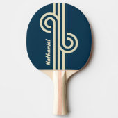 Retro Navy Fade Dual Stripe Loop met naam Tafeltennisbatje (Voorkant)