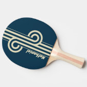 Retro Navy Fade Dual Stripe Loop met naam Tafeltennisbatje (Zijkant)