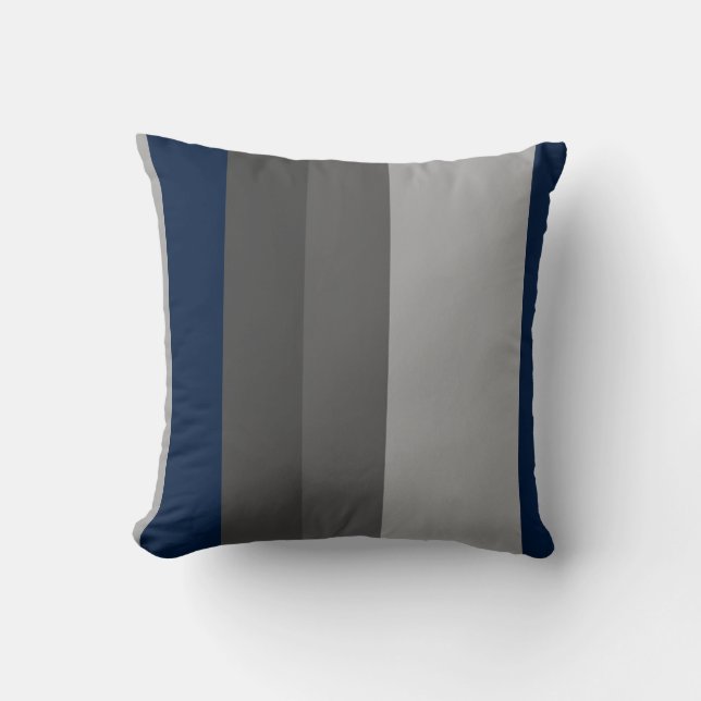 Retro Navy Gray Vertical Stripes Kussen (Voorkant)